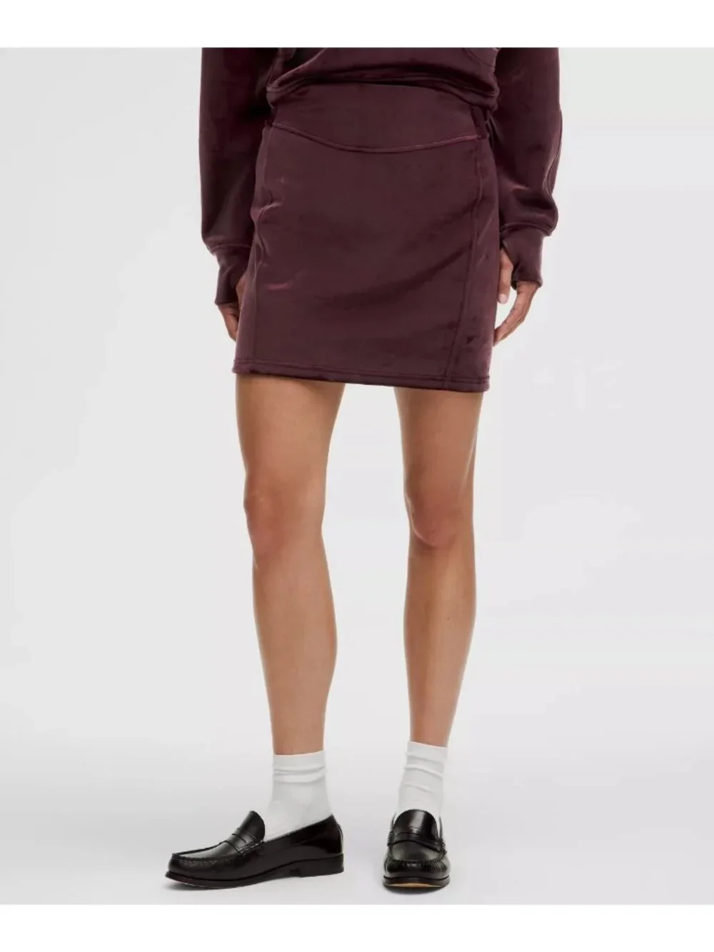 Lululemon Garnet Red Soft Velvet Scuba Knit Mini Skirt